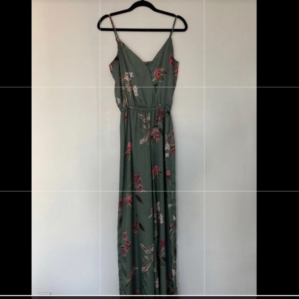 Silk, Floral, Wide Leg Jumpsuit - Size Small